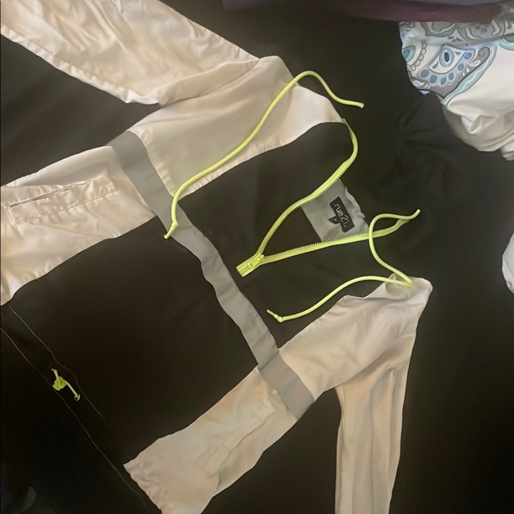 Chic Black and White Top with Neon Highlights